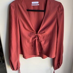 Tie-front blouse